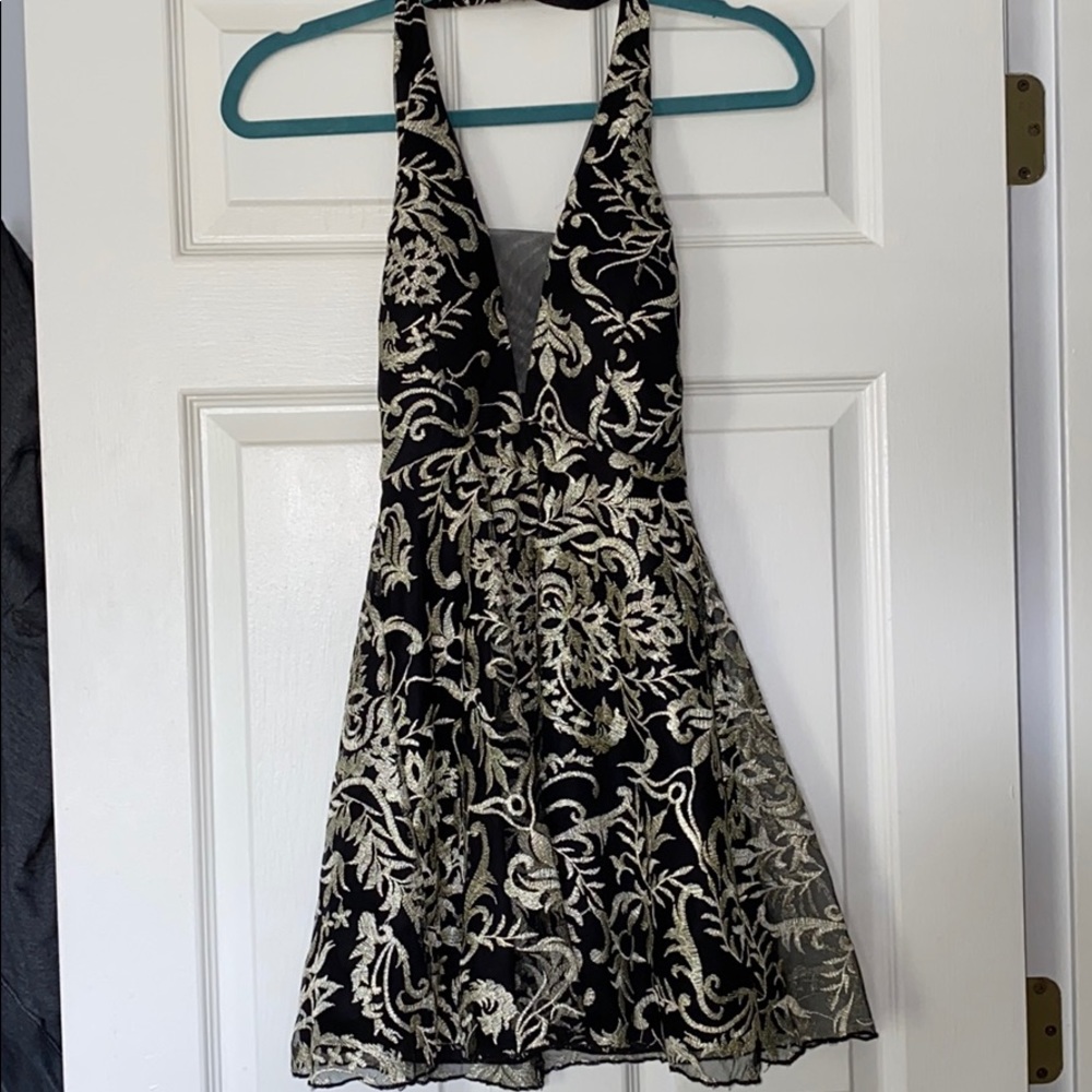 Black and gold homecoming/ formal dress